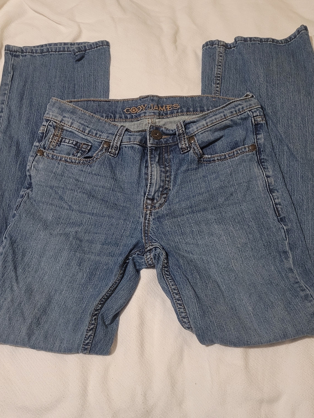 Cody James Light Blue Denim Jeans - Embroidered Waistband